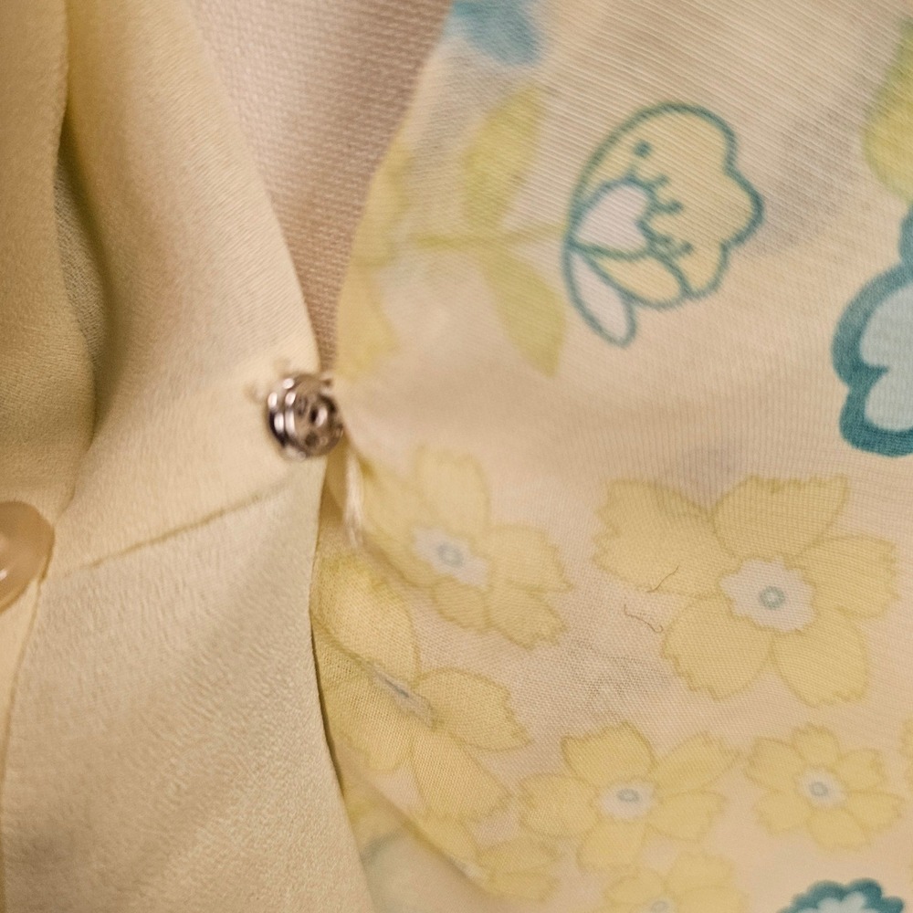 Jordan Size XL Floral Yellow Wrap Top Fairycore Cottagecore Ethereal Bell Sleeve - Picture 7 of 10